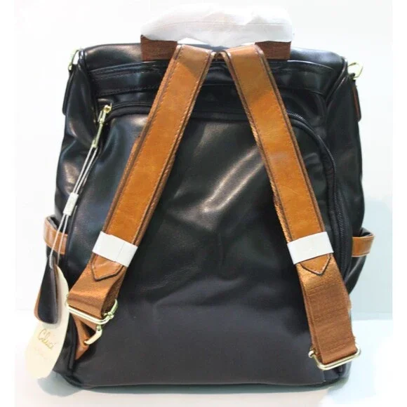 Cluci Women Backpack Purse Black Brown Faux Leather Anti Theft Travel Bag 12" - Picture 4 of 10